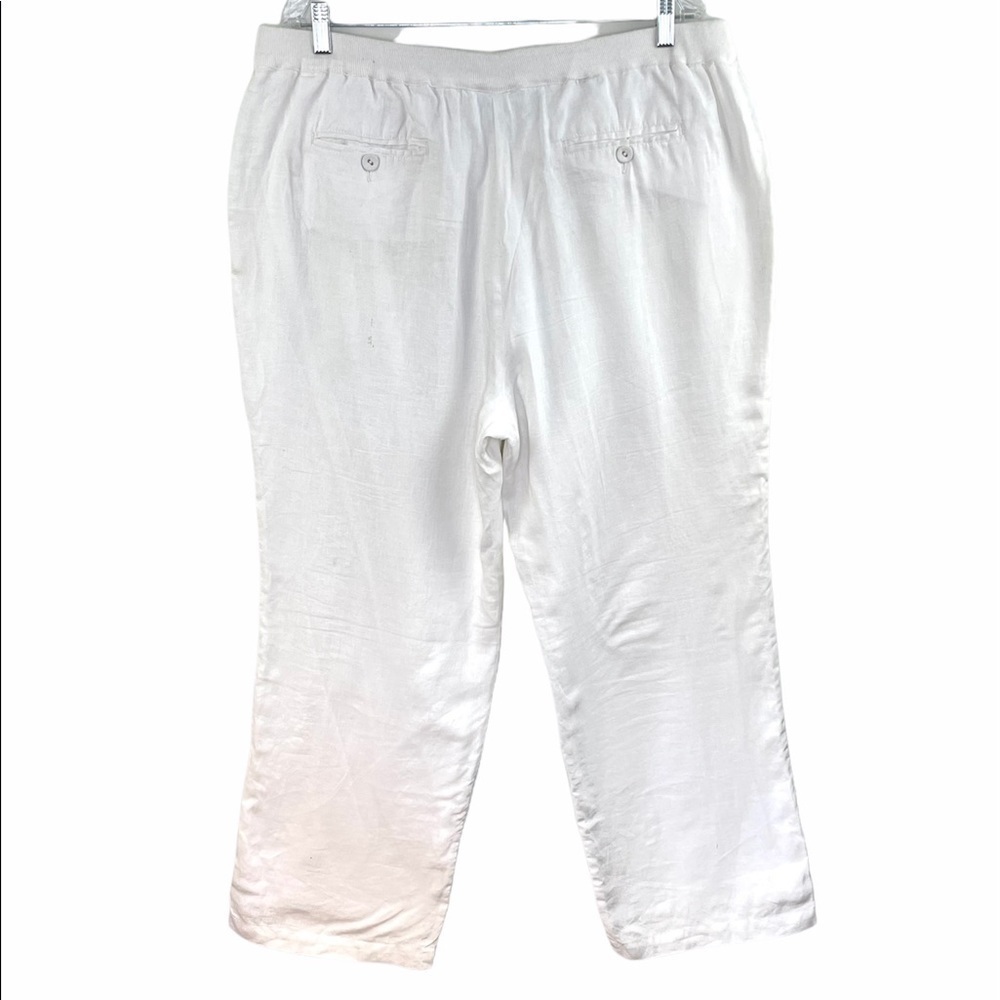 Charter Club White 100% Linen Wide Leg Full Length Drawstring Pants Sz 1X - Picture 5 of 12